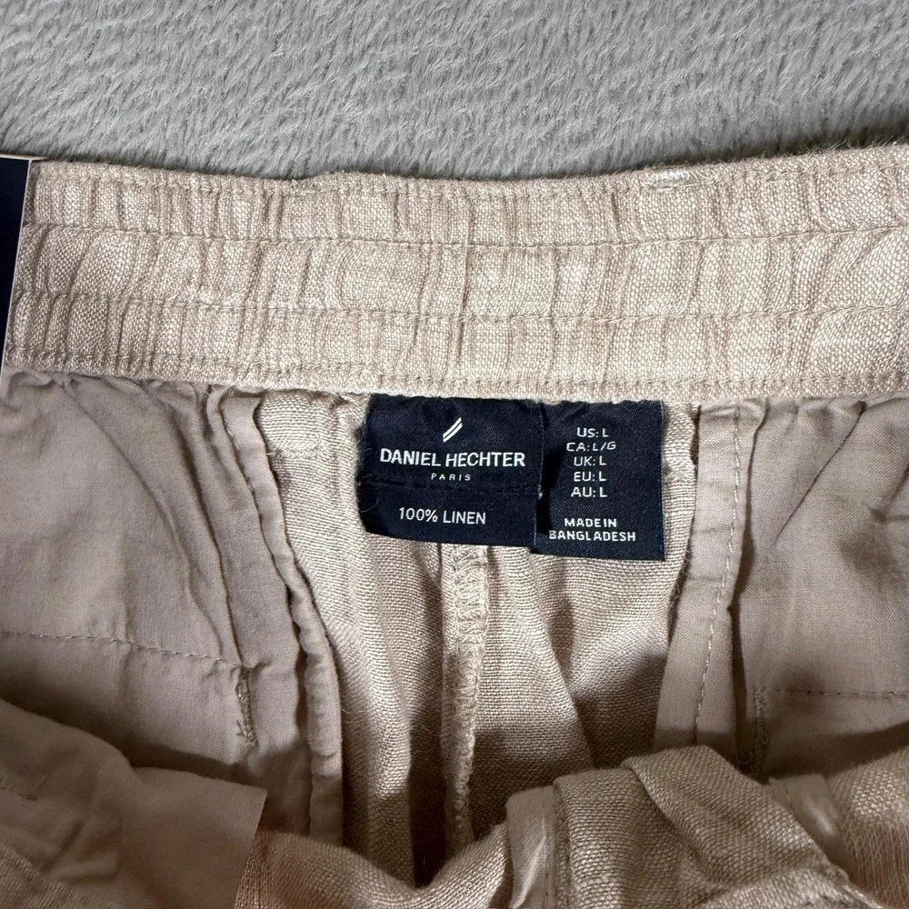 Daniel Hechter Linen Pants Mens Large Beige‎ Lightweight Vacation Summer NWT